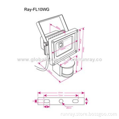 10W Motion Sensor LED Floodlight, 85-265V AC, 8-12m Sensor Distance, CE/RoHS Mark, ISO9001 FactoryNew